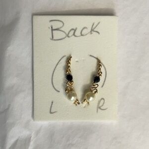 Elegant Gold and Black Crescent Earrings with Beaded Accents